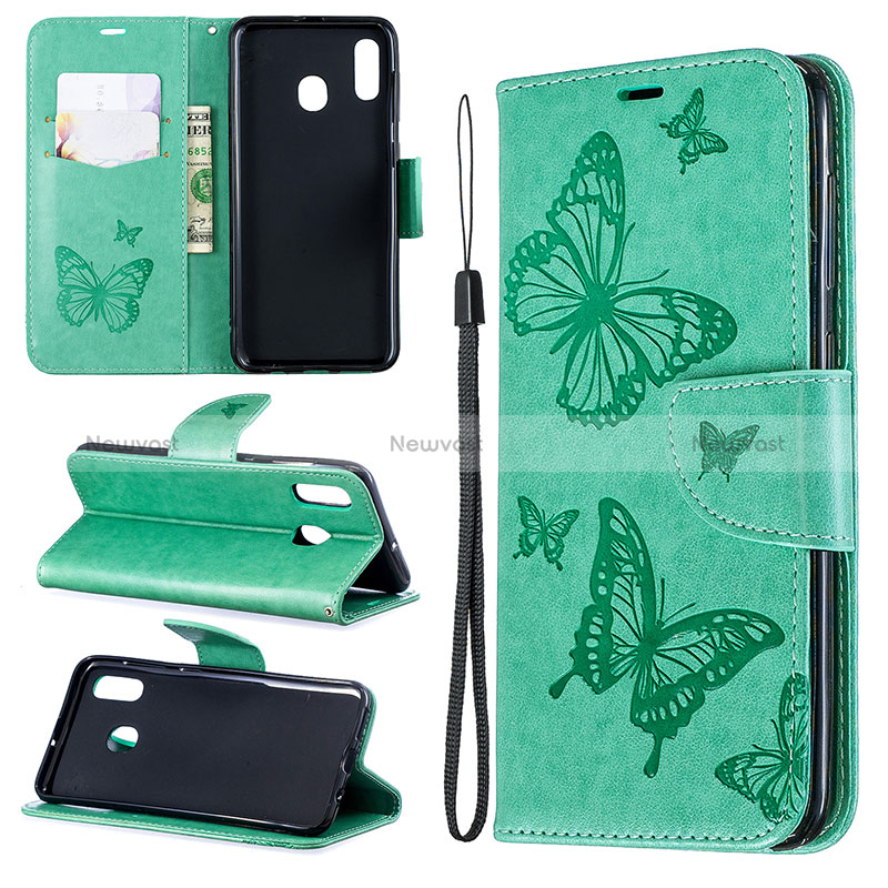 Leather Case Stands Butterfly Flip Cover Holder B01F for Samsung Galaxy A30