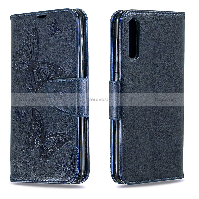 Leather Case Stands Butterfly Flip Cover Holder B01F for Samsung Galaxy A30S Blue