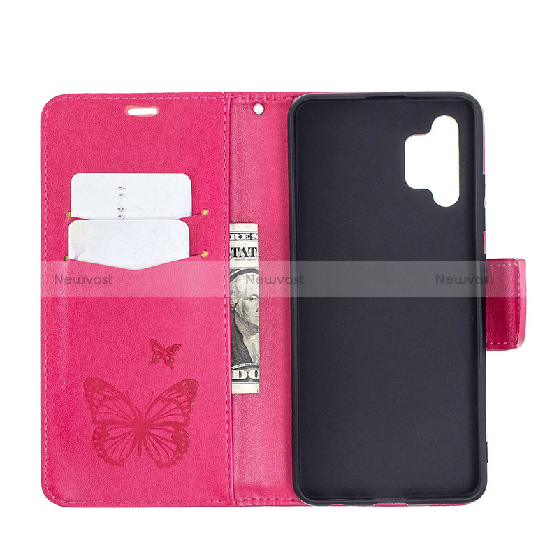 Leather Case Stands Butterfly Flip Cover Holder B01F for Samsung Galaxy A32 4G