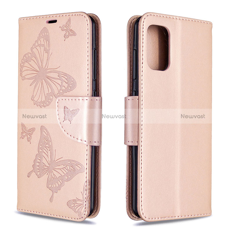 Leather Case Stands Butterfly Flip Cover Holder B01F for Samsung Galaxy A41 Rose Gold