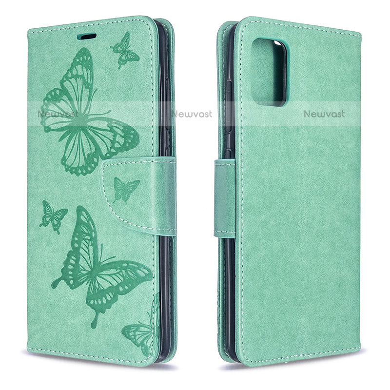 Leather Case Stands Butterfly Flip Cover Holder B01F for Samsung Galaxy A51 4G Green