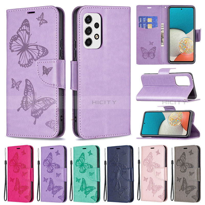 Leather Case Stands Butterfly Flip Cover Holder B01F for Samsung Galaxy A53 5G