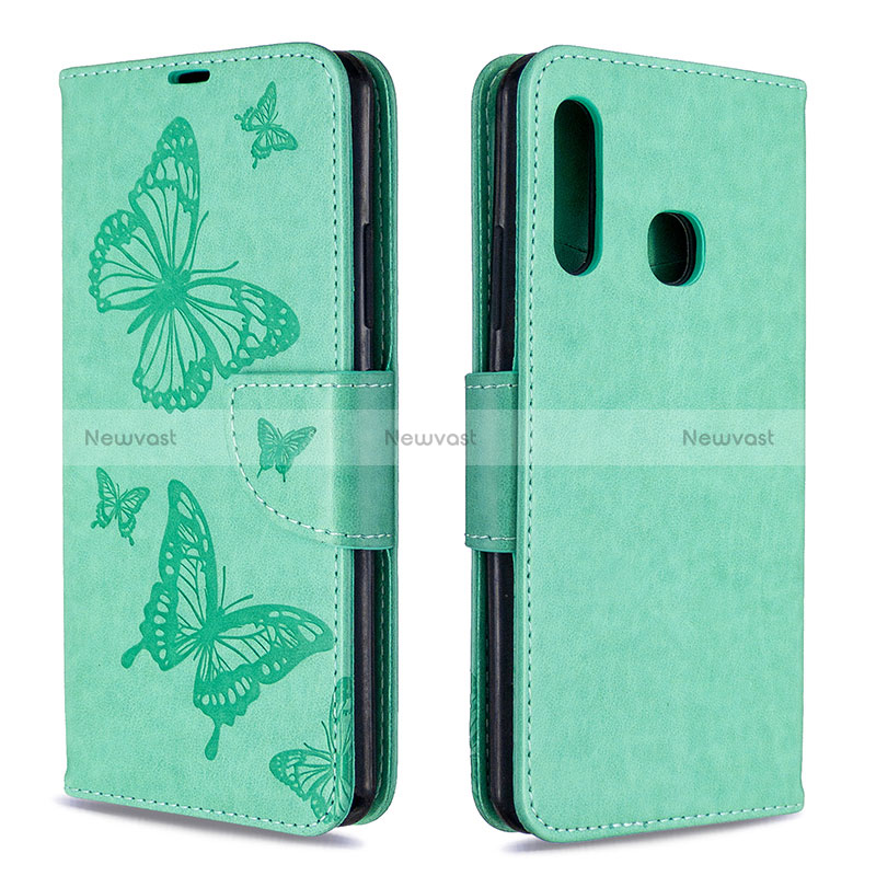 Leather Case Stands Butterfly Flip Cover Holder B01F for Samsung Galaxy A70E Green