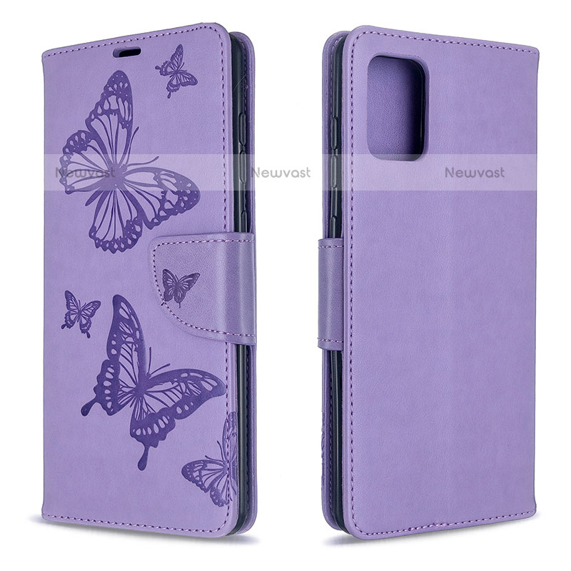 Leather Case Stands Butterfly Flip Cover Holder B01F for Samsung Galaxy A71 4G A715 Clove Purple