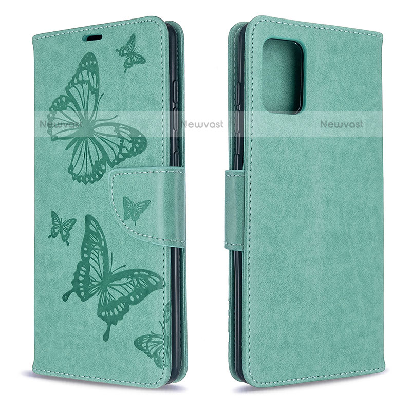 Leather Case Stands Butterfly Flip Cover Holder B01F for Samsung Galaxy A71 4G A715 Green