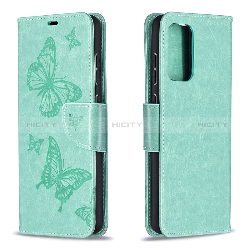 Leather Case Stands Butterfly Flip Cover Holder B01F for Samsung Galaxy A72 4G Green