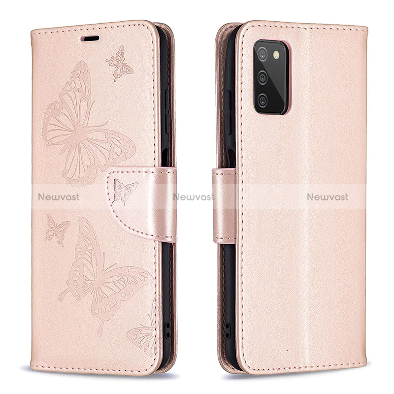 Leather Case Stands Butterfly Flip Cover Holder B01F for Samsung Galaxy M02s