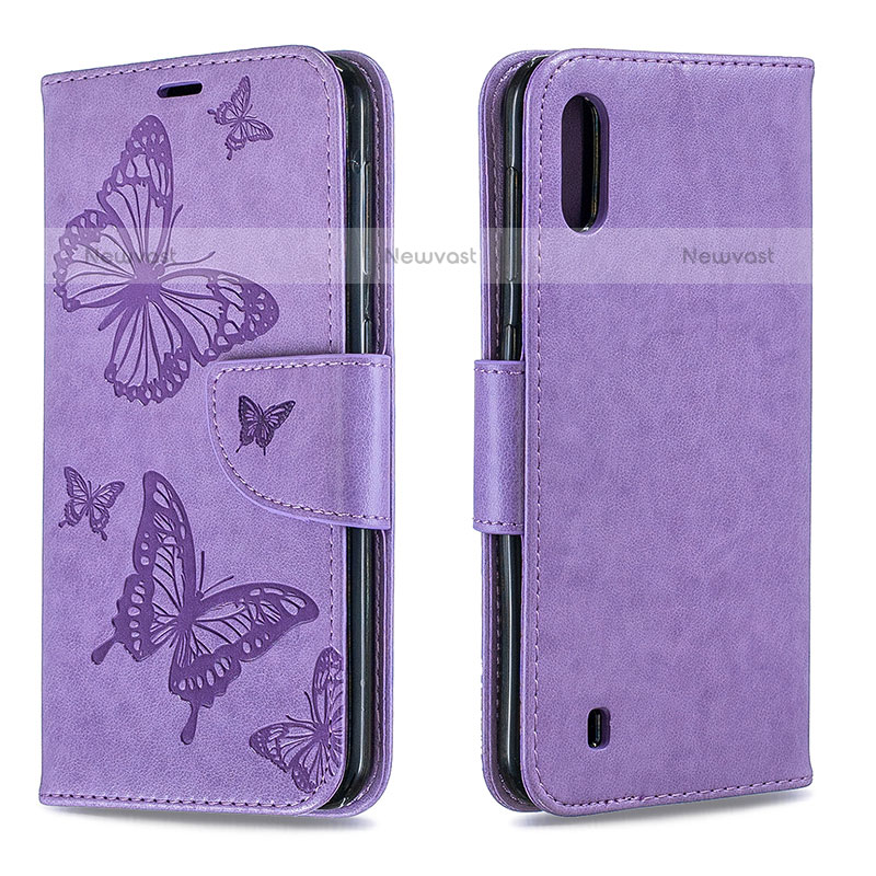 Leather Case Stands Butterfly Flip Cover Holder B01F for Samsung Galaxy M10