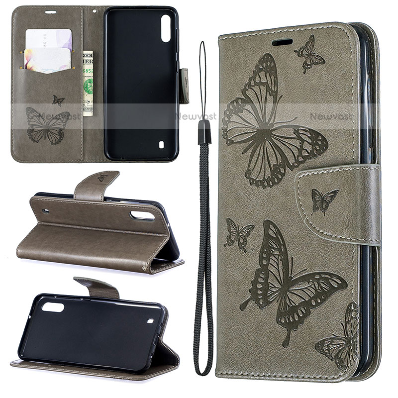 Leather Case Stands Butterfly Flip Cover Holder B01F for Samsung Galaxy M10