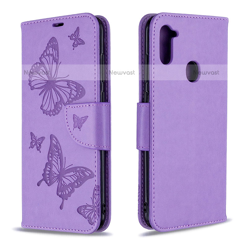 Leather Case Stands Butterfly Flip Cover Holder B01F for Samsung Galaxy M11