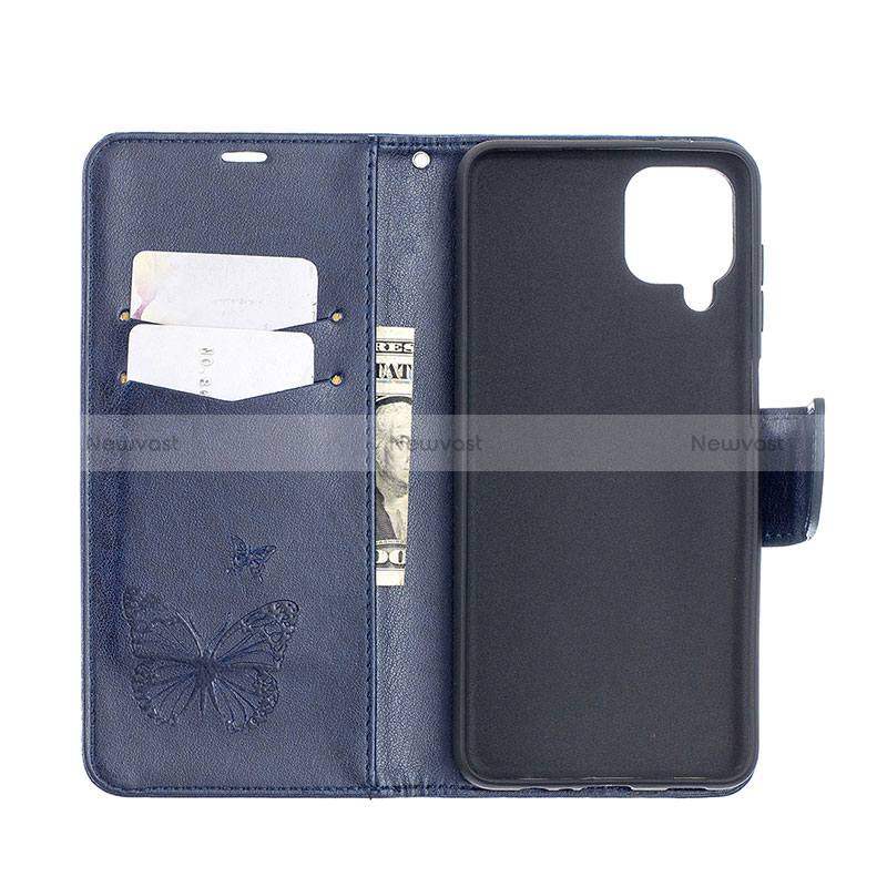 Leather Case Stands Butterfly Flip Cover Holder B01F for Samsung Galaxy M12