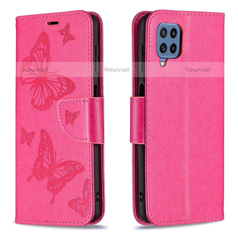 Leather Case Stands Butterfly Flip Cover Holder B01F for Samsung Galaxy M32 4G