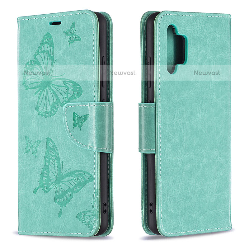 Leather Case Stands Butterfly Flip Cover Holder B01F for Samsung Galaxy M32 5G Green