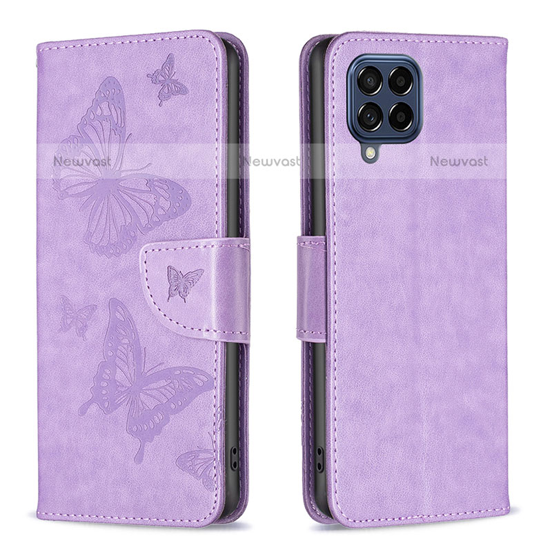 Leather Case Stands Butterfly Flip Cover Holder B01F for Samsung Galaxy M53 5G