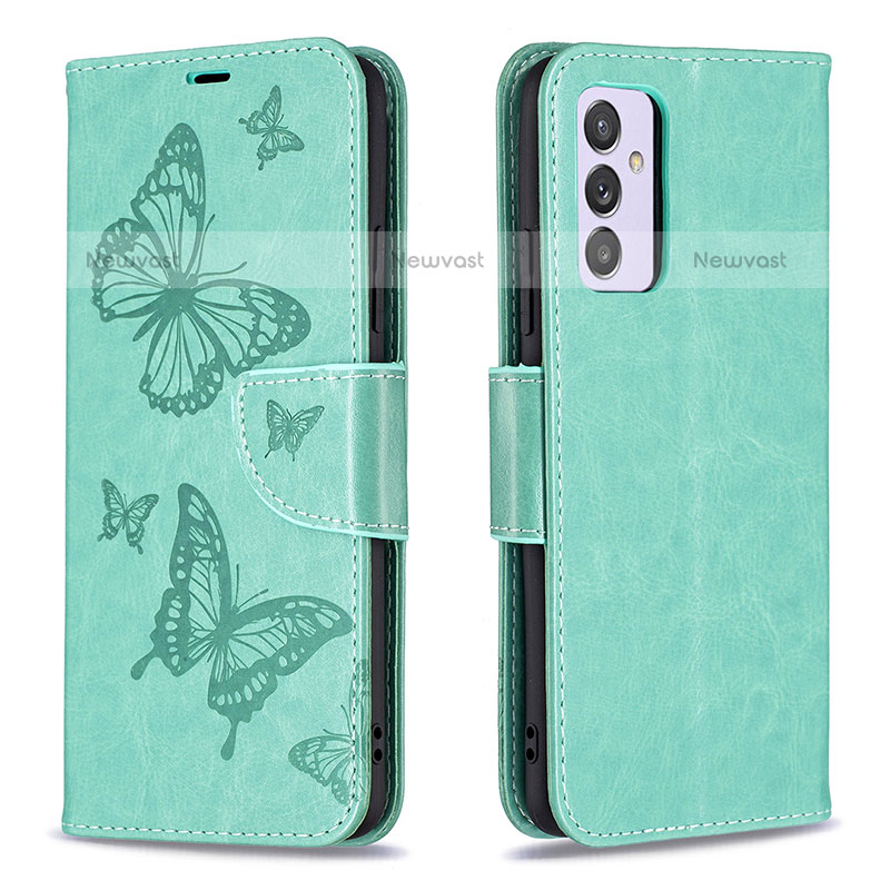 Leather Case Stands Butterfly Flip Cover Holder B01F for Samsung Galaxy Quantum2 5G Green