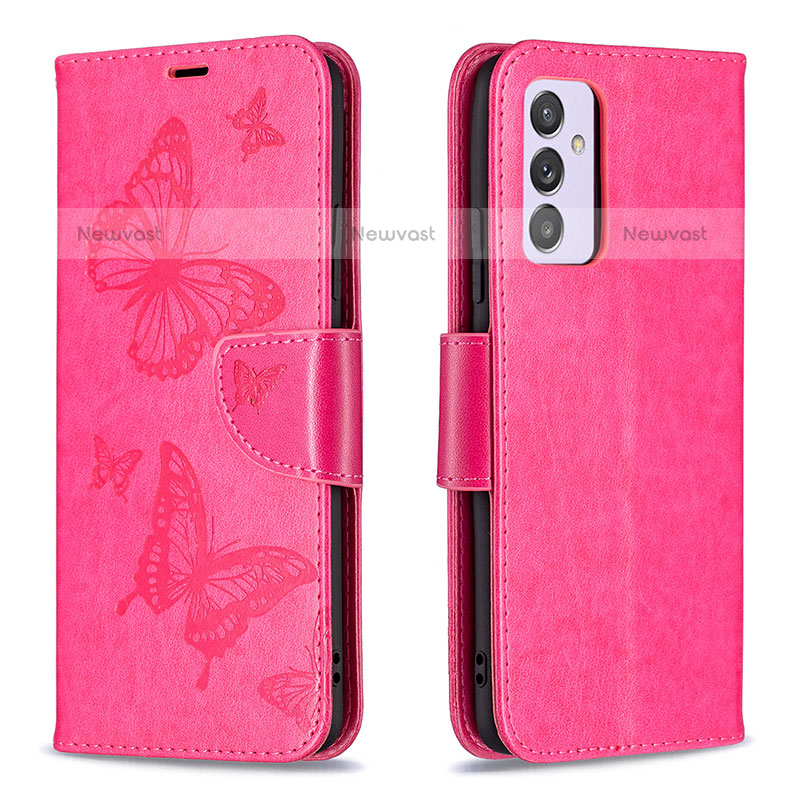 Leather Case Stands Butterfly Flip Cover Holder B01F for Samsung Galaxy Quantum2 5G Hot Pink