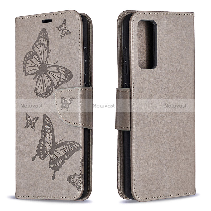 Leather Case Stands Butterfly Flip Cover Holder B01F for Samsung Galaxy S20 FE (2022) 5G Gray