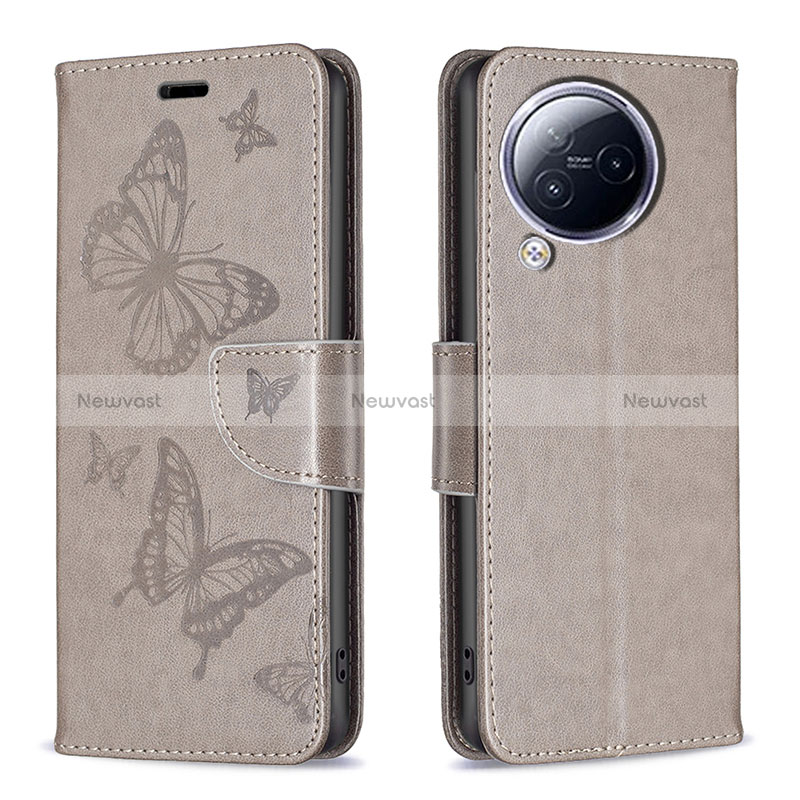 Leather Case Stands Butterfly Flip Cover Holder B01F for Xiaomi Civi 3 5G Gray