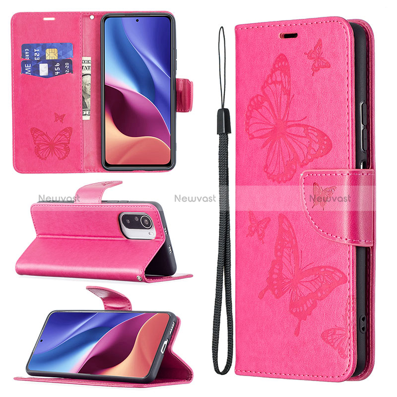 Leather Case Stands Butterfly Flip Cover Holder B01F for Xiaomi Mi 11i 5G