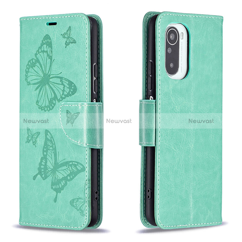 Leather Case Stands Butterfly Flip Cover Holder B01F for Xiaomi Mi 11X 5G Green