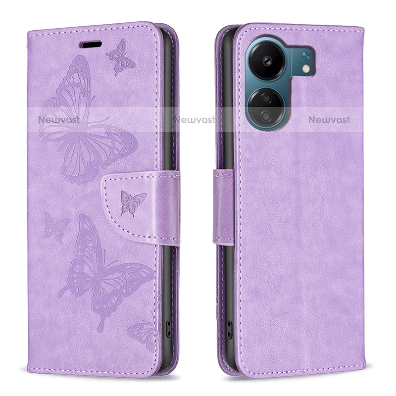 Leather Case Stands Butterfly Flip Cover Holder B01F for Xiaomi Poco C65