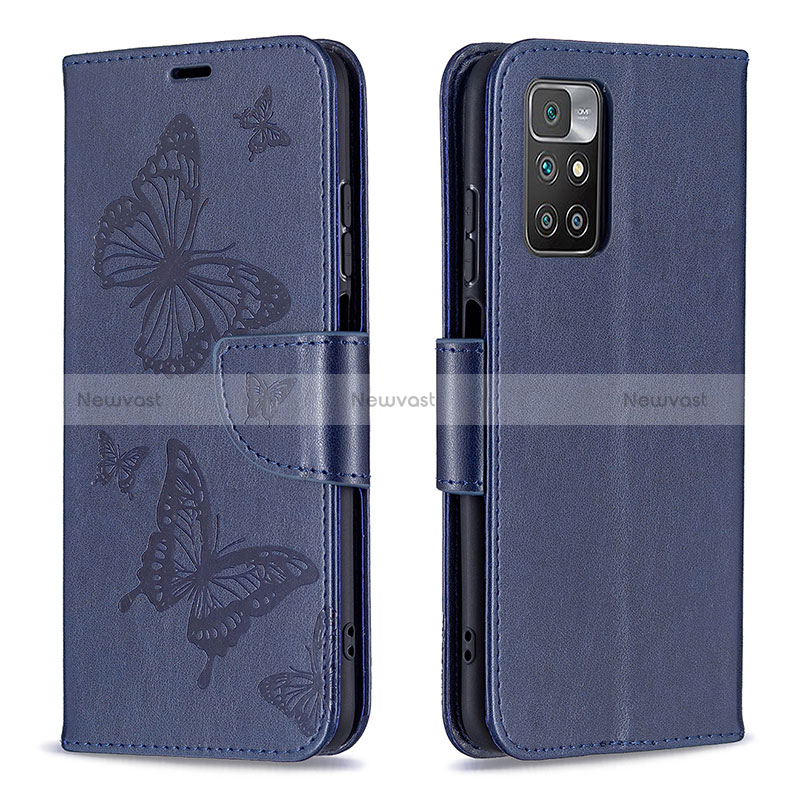 Leather Case Stands Butterfly Flip Cover Holder B01F for Xiaomi Redmi 10 (2022)