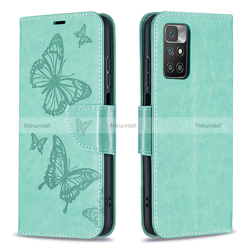 Leather Case Stands Butterfly Flip Cover Holder B01F for Xiaomi Redmi 10 (2022)