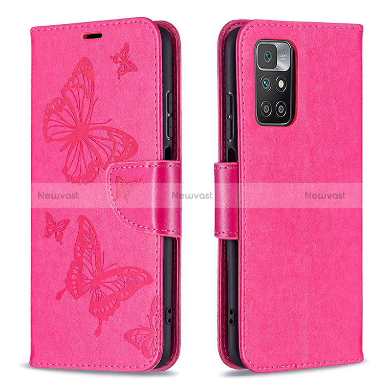 Leather Case Stands Butterfly Flip Cover Holder B01F for Xiaomi Redmi 10 (2022)