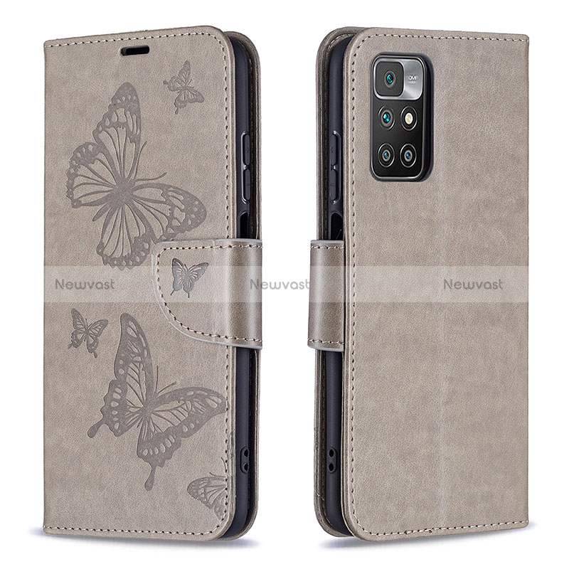 Leather Case Stands Butterfly Flip Cover Holder B01F for Xiaomi Redmi 10 (2022)