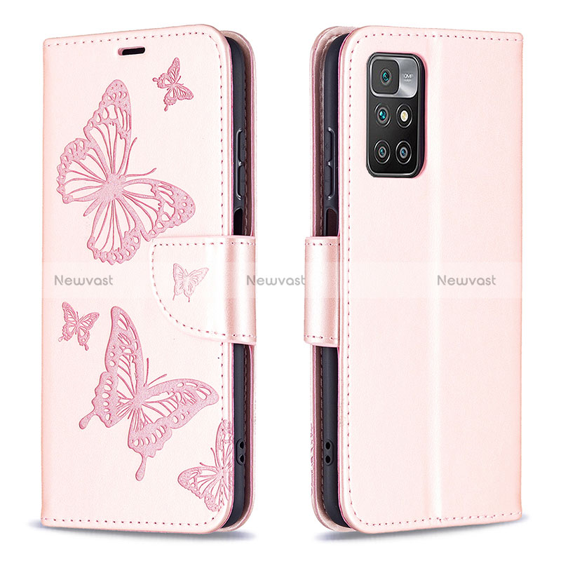 Leather Case Stands Butterfly Flip Cover Holder B01F for Xiaomi Redmi 10 4G