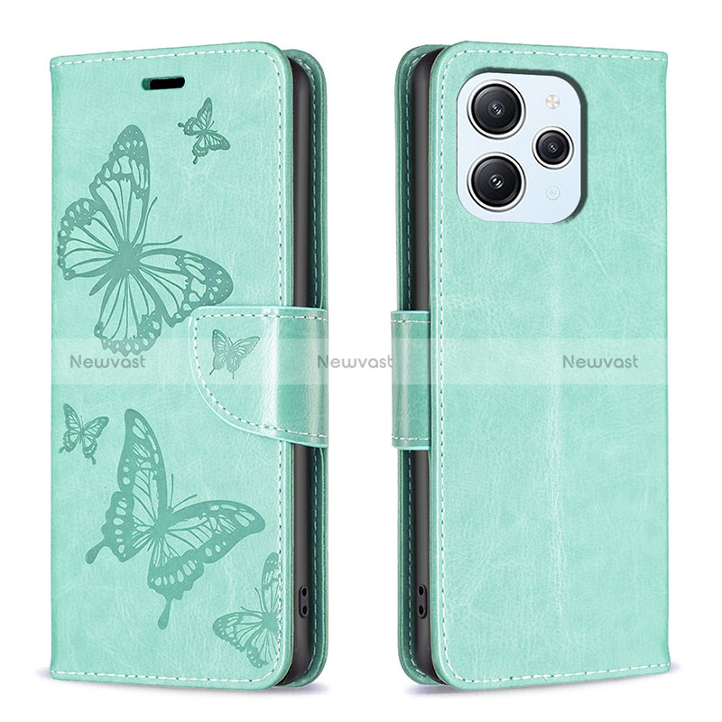 Leather Case Stands Butterfly Flip Cover Holder B01F for Xiaomi Redmi 12 4G