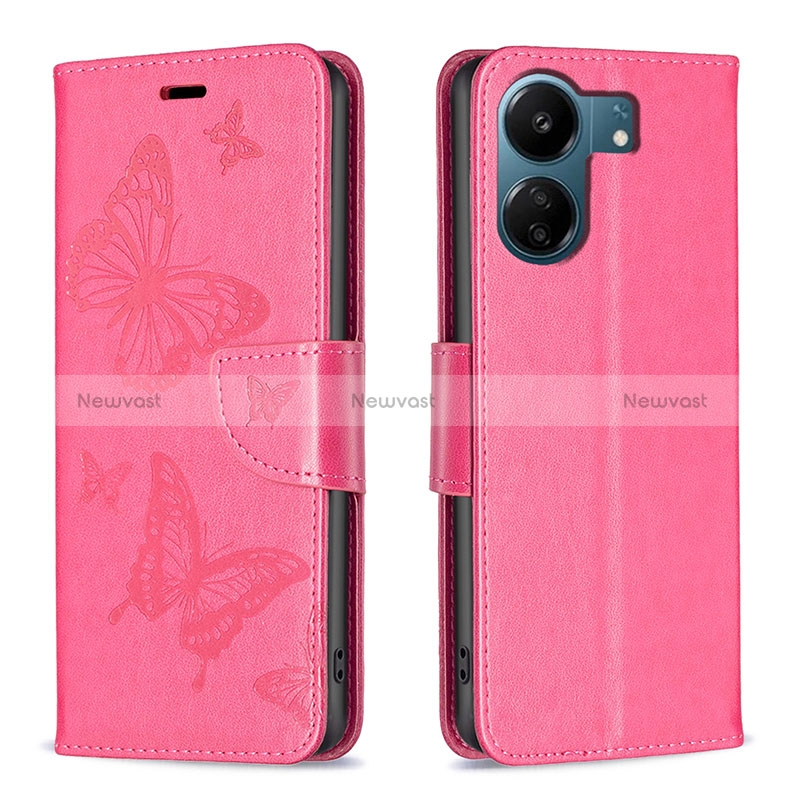 Leather Case Stands Butterfly Flip Cover Holder B01F for Xiaomi Redmi 13C