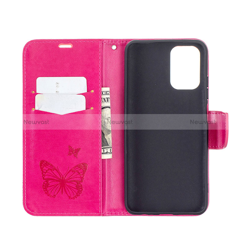 Leather Case Stands Butterfly Flip Cover Holder B01F for Xiaomi Redmi Note 10 4G