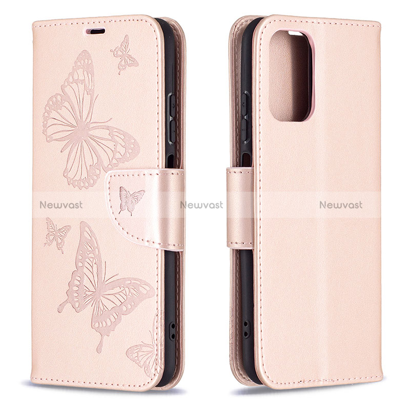 Leather Case Stands Butterfly Flip Cover Holder B01F for Xiaomi Redmi Note 10 4G