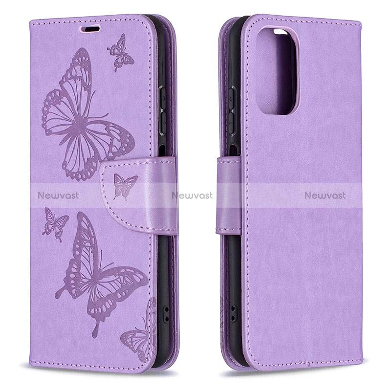 Leather Case Stands Butterfly Flip Cover Holder B01F for Xiaomi Redmi Note 10 4G