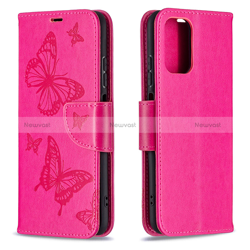 Leather Case Stands Butterfly Flip Cover Holder B01F for Xiaomi Redmi Note 10 4G