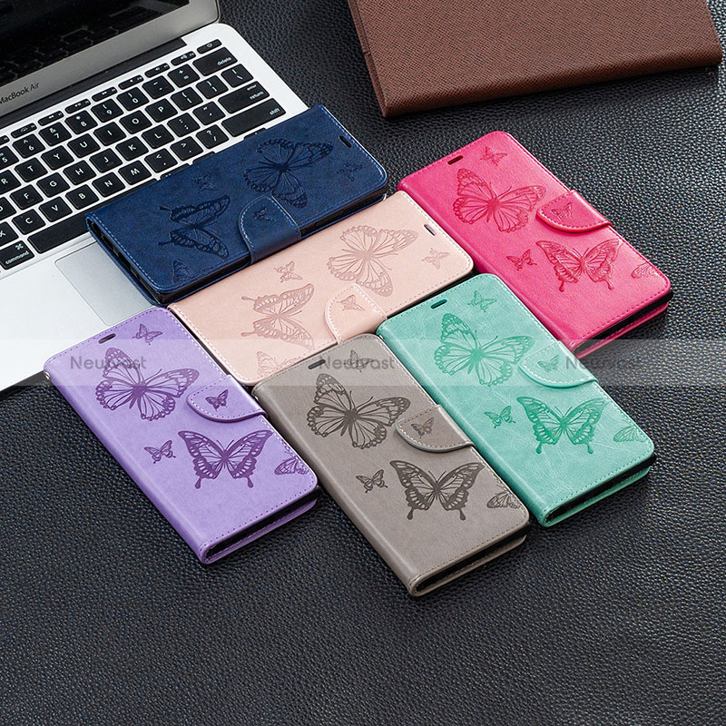 Leather Case Stands Butterfly Flip Cover Holder B01F for Xiaomi Redmi Note 10 5G
