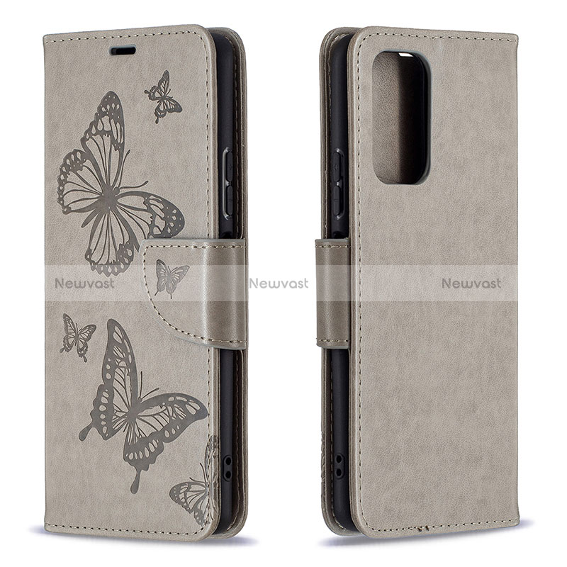 Leather Case Stands Butterfly Flip Cover Holder B01F for Xiaomi Redmi Note 10 Pro 4G