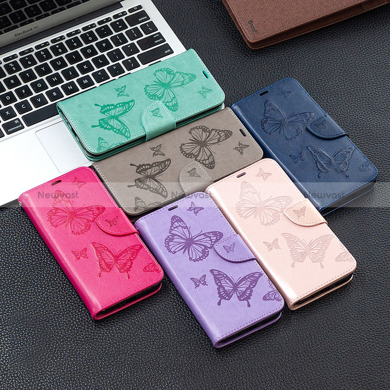 Leather Case Stands Butterfly Flip Cover Holder B01F for Xiaomi Redmi Note 10 Pro 4G