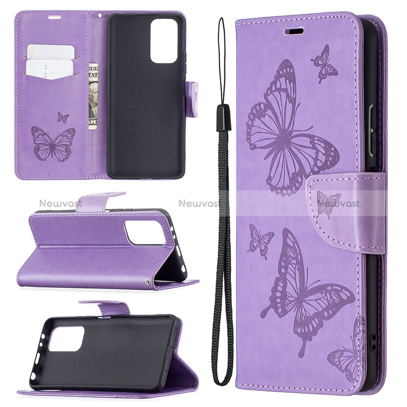 Leather Case Stands Butterfly Flip Cover Holder B01F for Xiaomi Redmi Note 10 Pro 4G