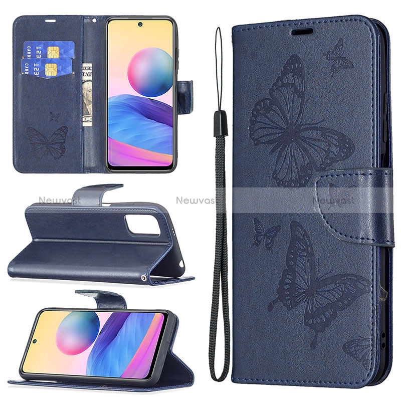 Leather Case Stands Butterfly Flip Cover Holder B01F for Xiaomi Redmi Note 10T 5G