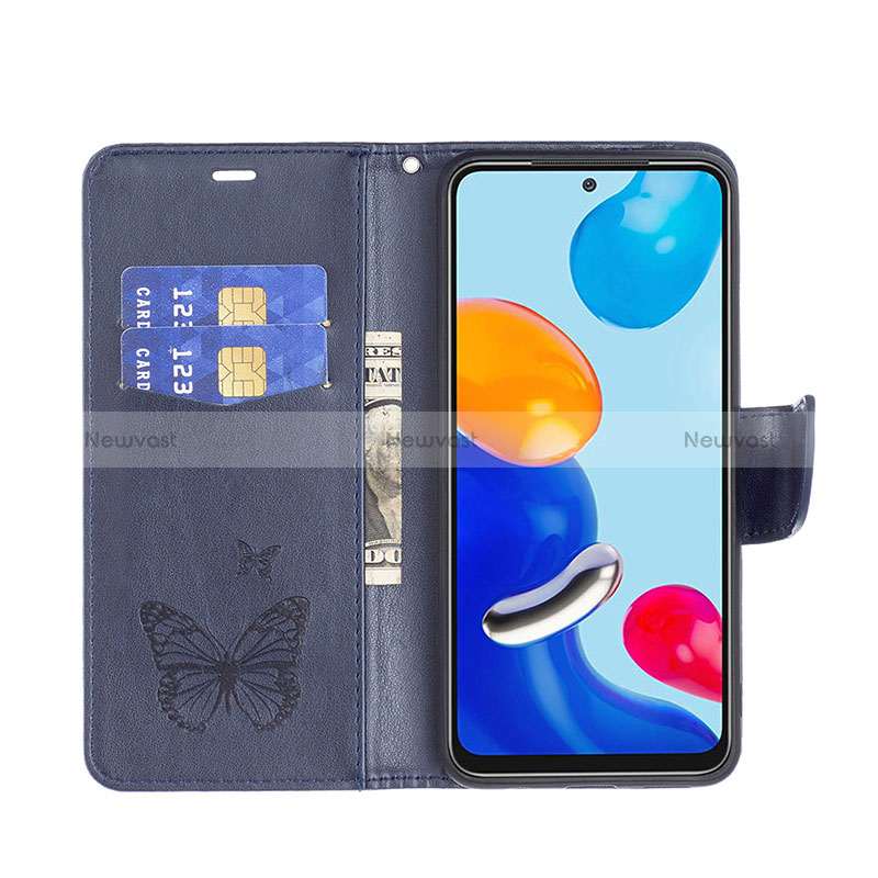 Leather Case Stands Butterfly Flip Cover Holder B01F for Xiaomi Redmi Note 11 4G (2022)