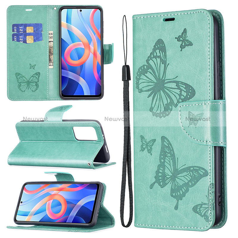 Leather Case Stands Butterfly Flip Cover Holder B01F for Xiaomi Redmi Note 11 5G