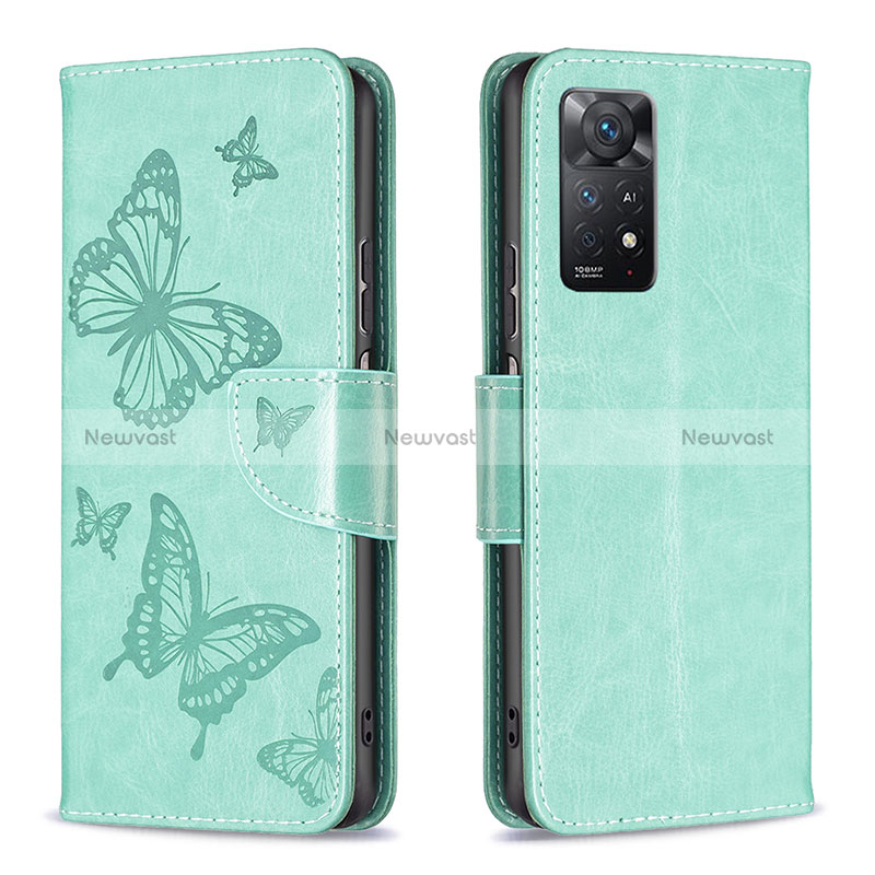 Leather Case Stands Butterfly Flip Cover Holder B01F for Xiaomi Redmi Note 11 Pro 4G