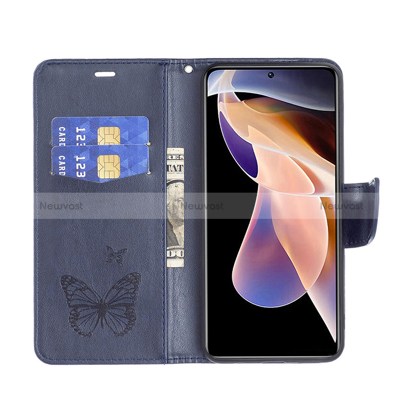 Leather Case Stands Butterfly Flip Cover Holder B01F for Xiaomi Redmi Note 11 Pro+ Plus 5G