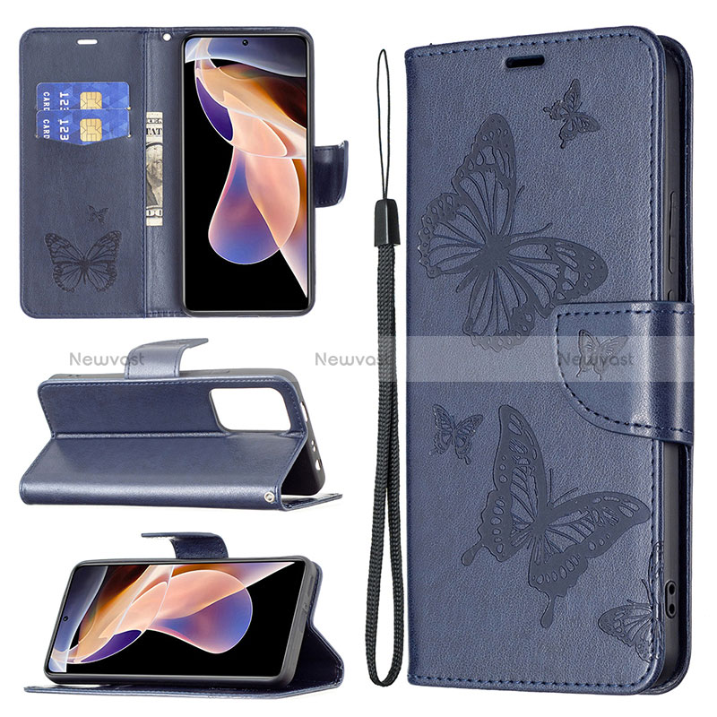 Leather Case Stands Butterfly Flip Cover Holder B01F for Xiaomi Redmi Note 11 Pro+ Plus 5G