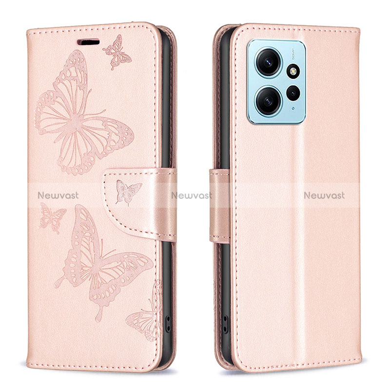 Leather Case Stands Butterfly Flip Cover Holder B01F for Xiaomi Redmi Note 12 4G