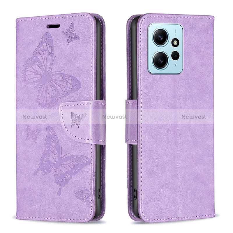 Leather Case Stands Butterfly Flip Cover Holder B01F for Xiaomi Redmi Note 12 4G