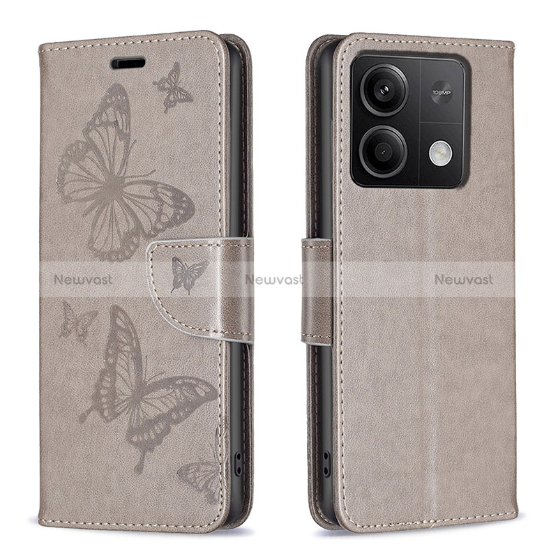 Leather Case Stands Butterfly Flip Cover Holder B01F for Xiaomi Redmi Note 13 5G