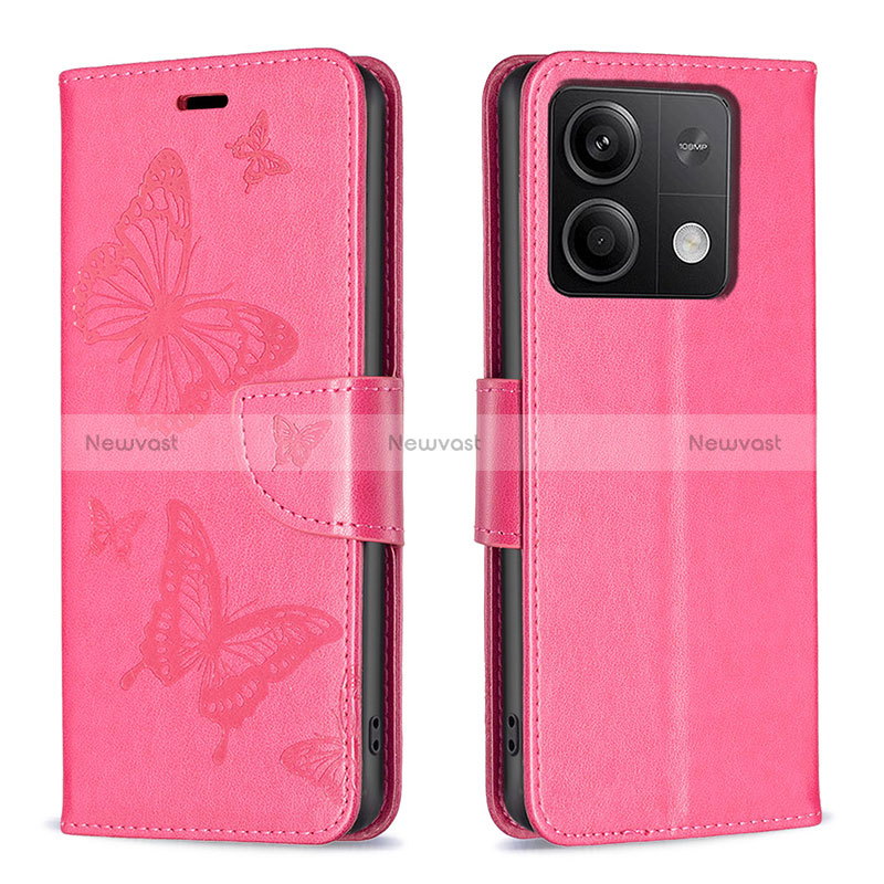 Leather Case Stands Butterfly Flip Cover Holder B01F for Xiaomi Redmi Note 13 5G